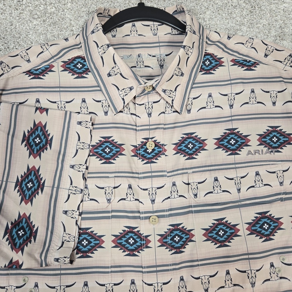 Ariat TEK VentTEK Outbound Men M Short Sleeve Performance Southwestern Aztec